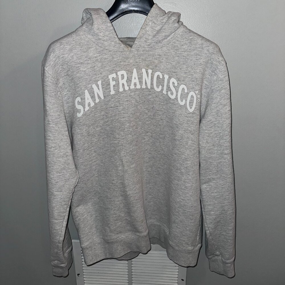 A.P.C. Gray Hoodie with White Print